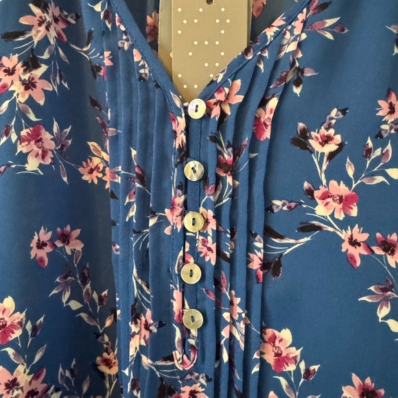 Daniel Rainn Blue Pink Sleeveless Ruffled Blouse - Picture 3 of 4